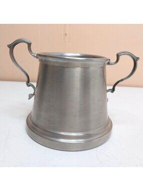 Vintage Americana Pewter Double-Handled Tankard Mug Marked 28203
